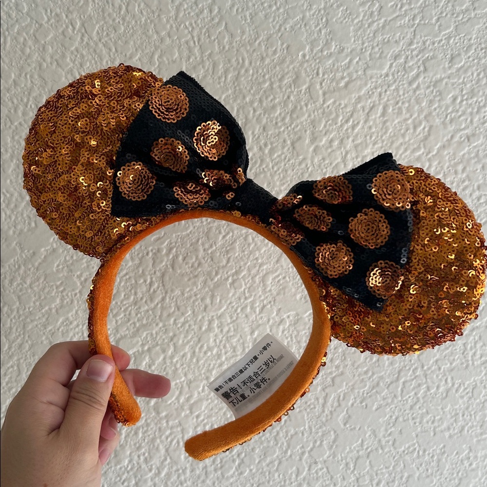 Disney Orange and Black Sequin Minnie Mouse Ears